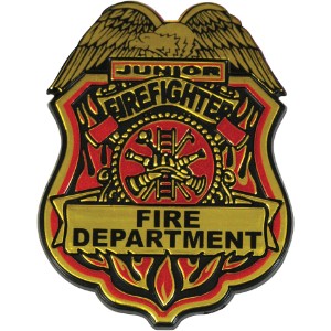 Large Kids Junior Firefighter Badge, Stock - JFB150