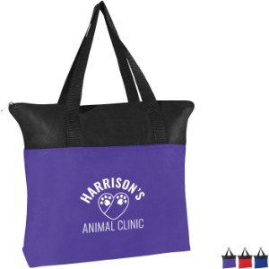 Black Trim Zippered Non-Woven Tote Bag - HT1175