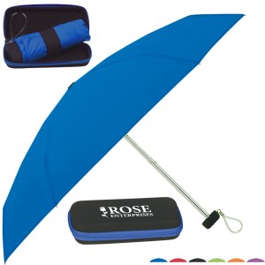 Folding Telescopic Travel Umbrella with Case, 37" Arc - HT1845
