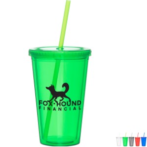 Acrylic Beverage Tumbler with Straw, 16oz. - TE1095