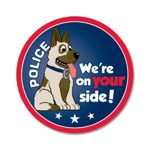 We're On Your Side Police Dog Sticker Roll, Stock - SMD725