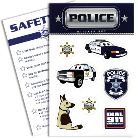 Product Photo 1 Police Sticker Sheet, Stock