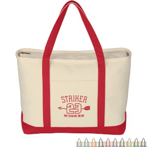 Large Heavy Cotton Canvas Zippered Boat Tote - HT1570