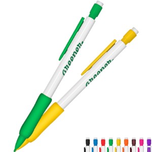 White Barrel Mechanical Pencil with Rubber Grip - LK6005