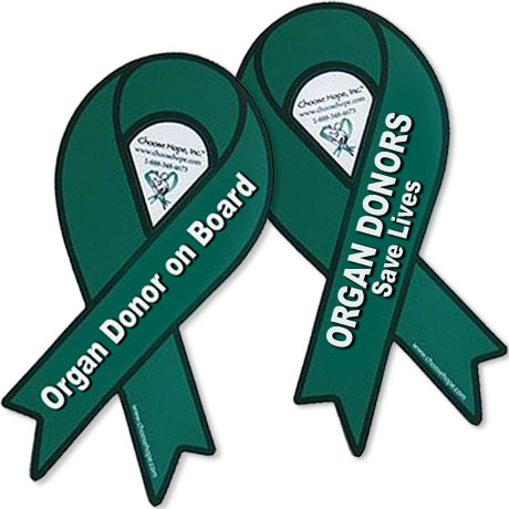 Product Photo 1 Green Ribbon Organ Donation Auto Magnet, Custom