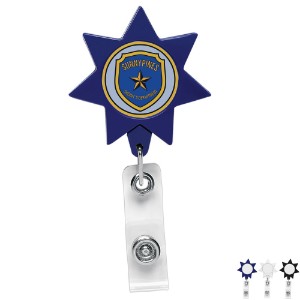 Seven-Point Star Retractable Badge Reel, Alligator Clip - DE3020