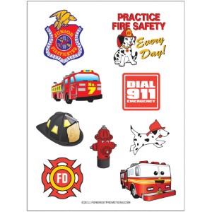 Fire Safety Tattoo Sheet, Stock - TAT200