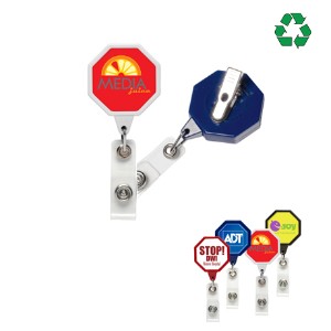Jumbo Octagon Retractable Badgeholder, Aligator Clip - DE3045