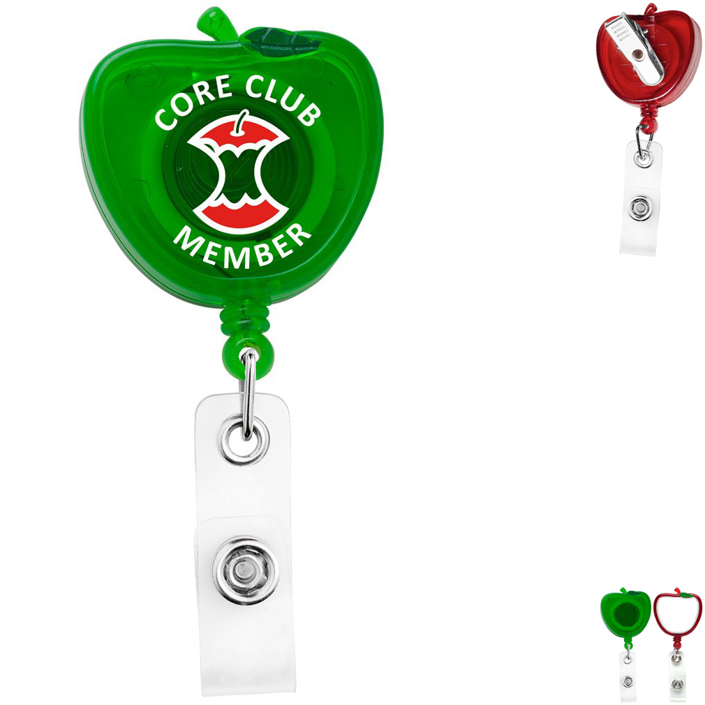 Product Photo 1 Jumbo Apple Shape Retractable Badgeholder, Alligator Clip