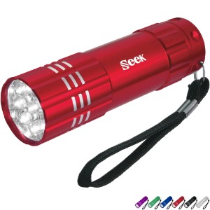 Aluminum 9 LED Flashlight with Strap - HT3655