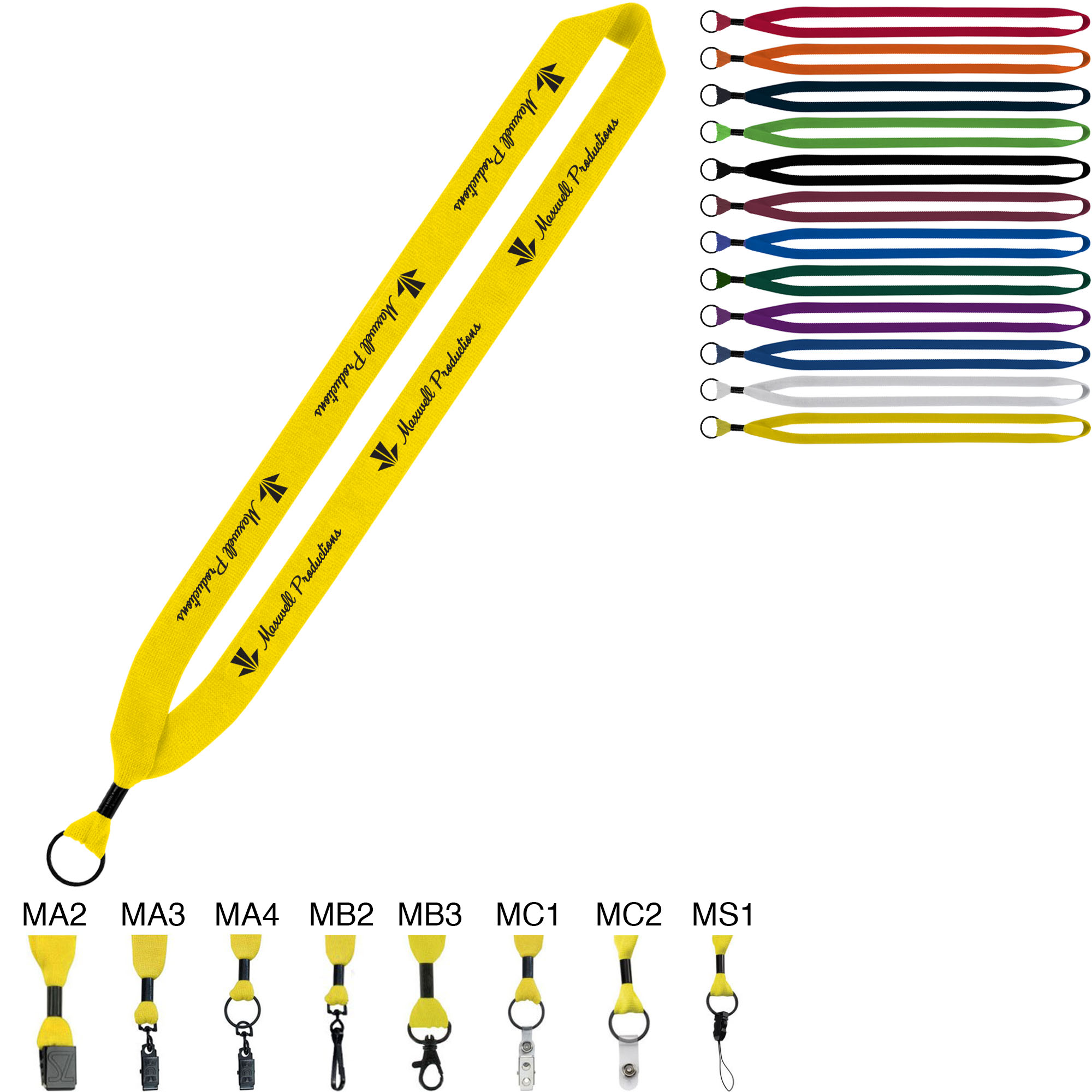 Product Photo 1 Cotton Lanyard with Metal Crimp & Split Ring - 1"
