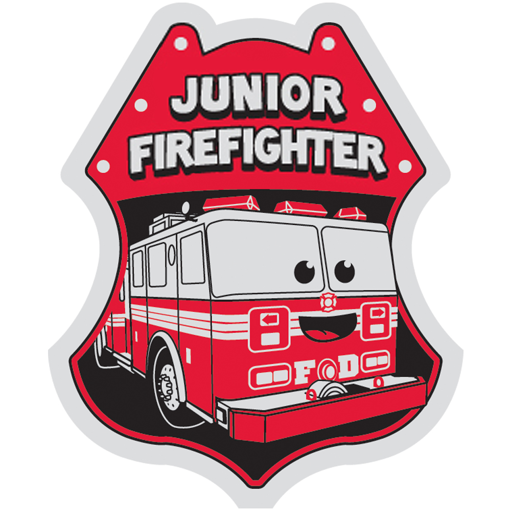 Product Photo 1 Junior Firefighter/Fire Truck Foil Sticker Badge, Stock