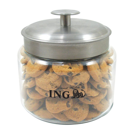 Product Photo 1 Small Glass Cookie Jar w/ Mini Chocolate Chip Cookies