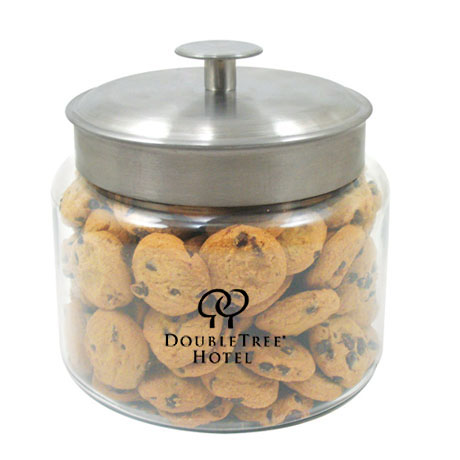 Product Photo 1 Large Glass Cookie Jar w/ Mini Chocolate Chip Cookies