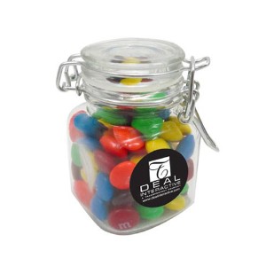 Mini Hinged Top Glass Jar w/ M&Ms - MD6160