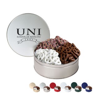 Three Way Gourmet Chocolate Pretzels Tin - MD6060
