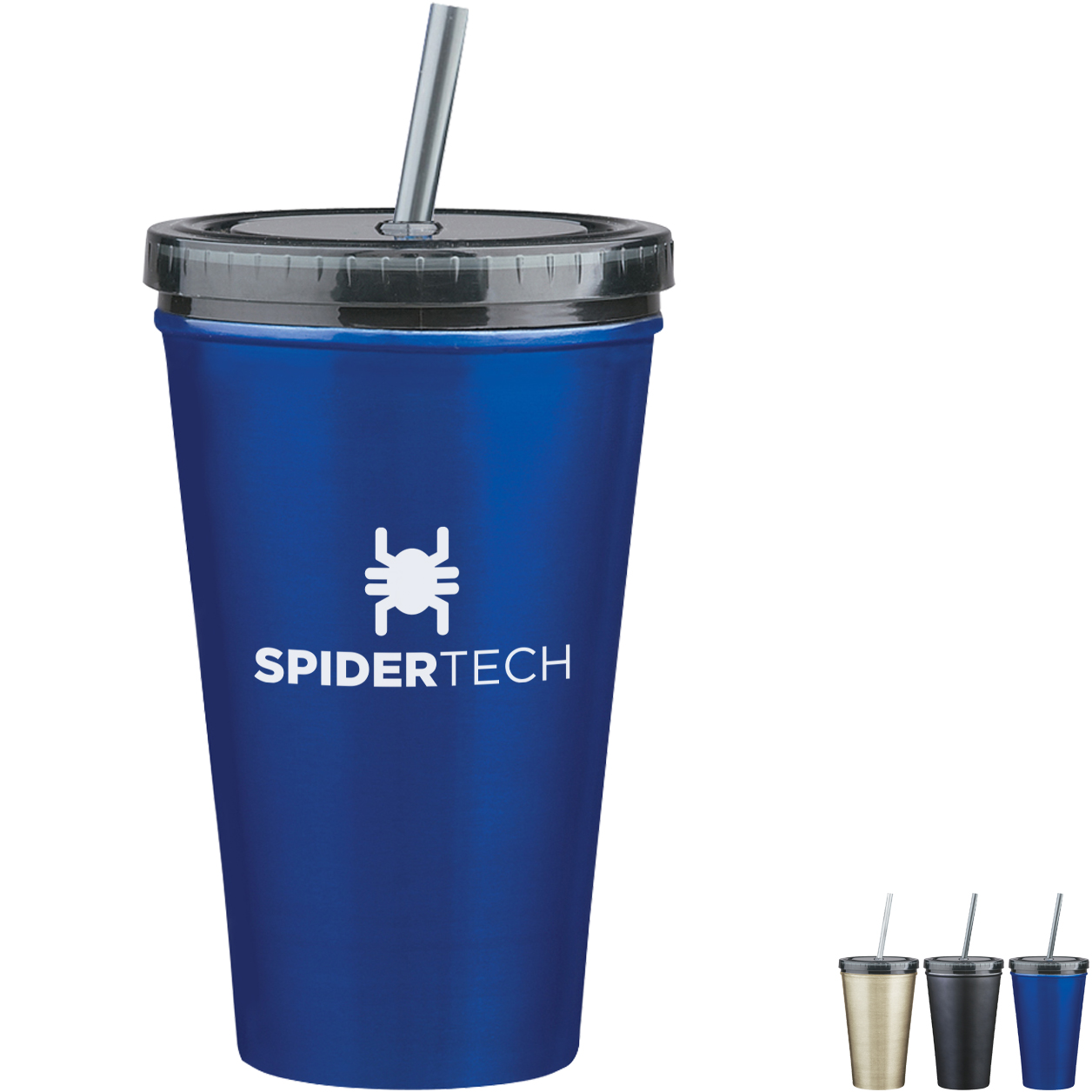 Product Photo 1 Double Wall Stainless Steel Tumbler w/ Straw, 16oz