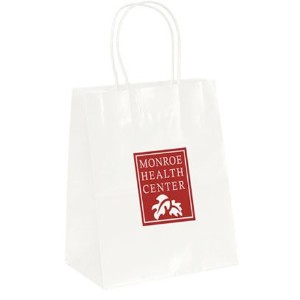 Gloss Finish Paper Shopper, 7-3/4" x 9-3/4", White - BA1105