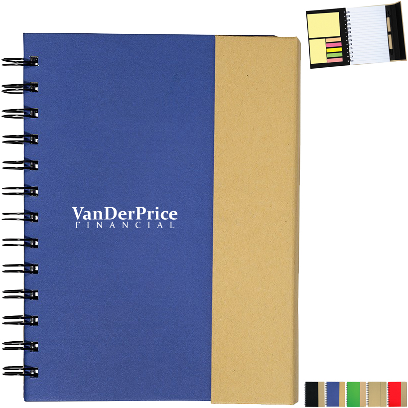 Product Photo 1 Recycled Magnetic Journal Book w/ Sticky Notes, 5-3/4" x 7-1/4"