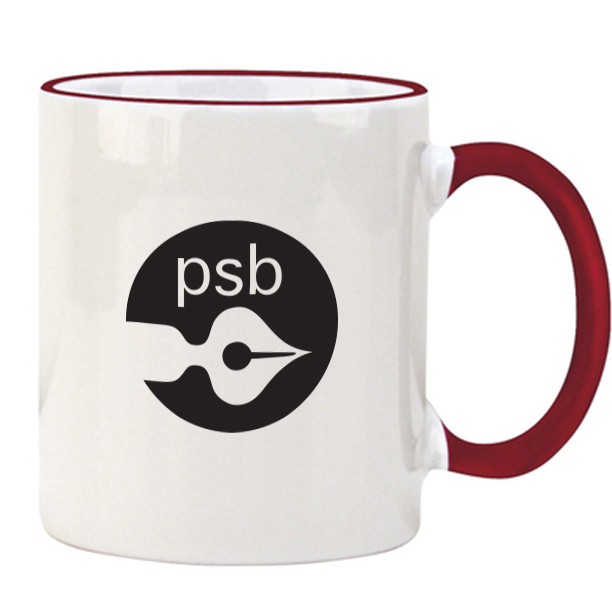 Product Photo 1 Color Accented Ceramic C Handle Mug, 11oz. - Red