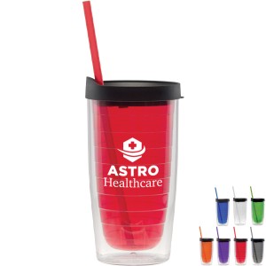 Fun Plastic Tumbler w/ Straw, 15oz., BPA Free - GA4615