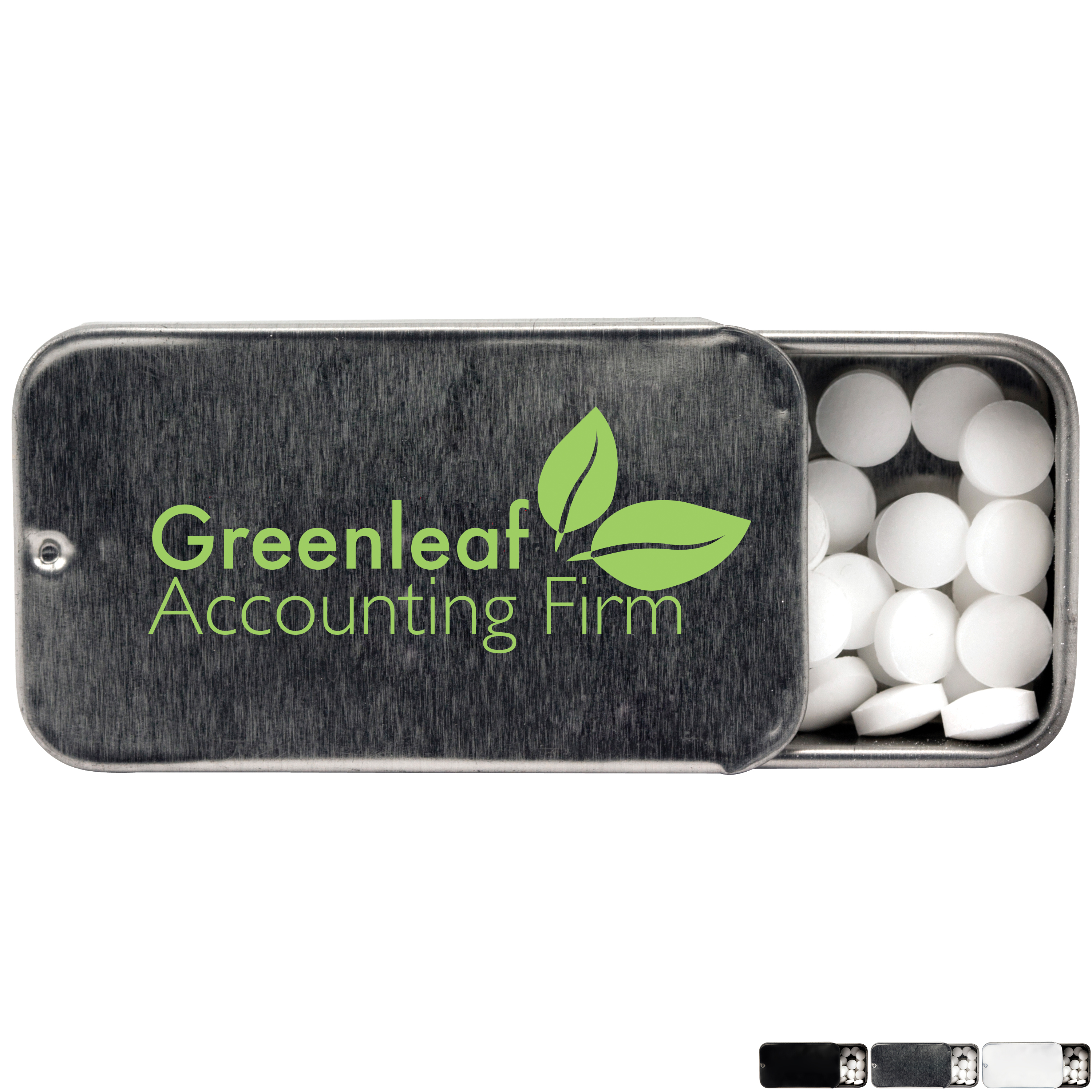 Product Photo 1 Mini Slider Tin w/ Sugar Free Mints, .33oz.