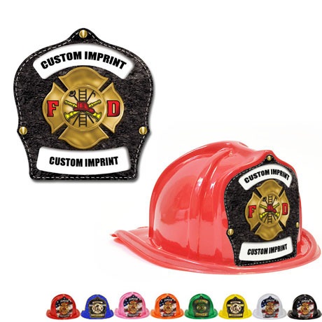 Product Photo 1 Chief's Choice Kid's Firefighter Hat, Leather & Gold Maltese Design