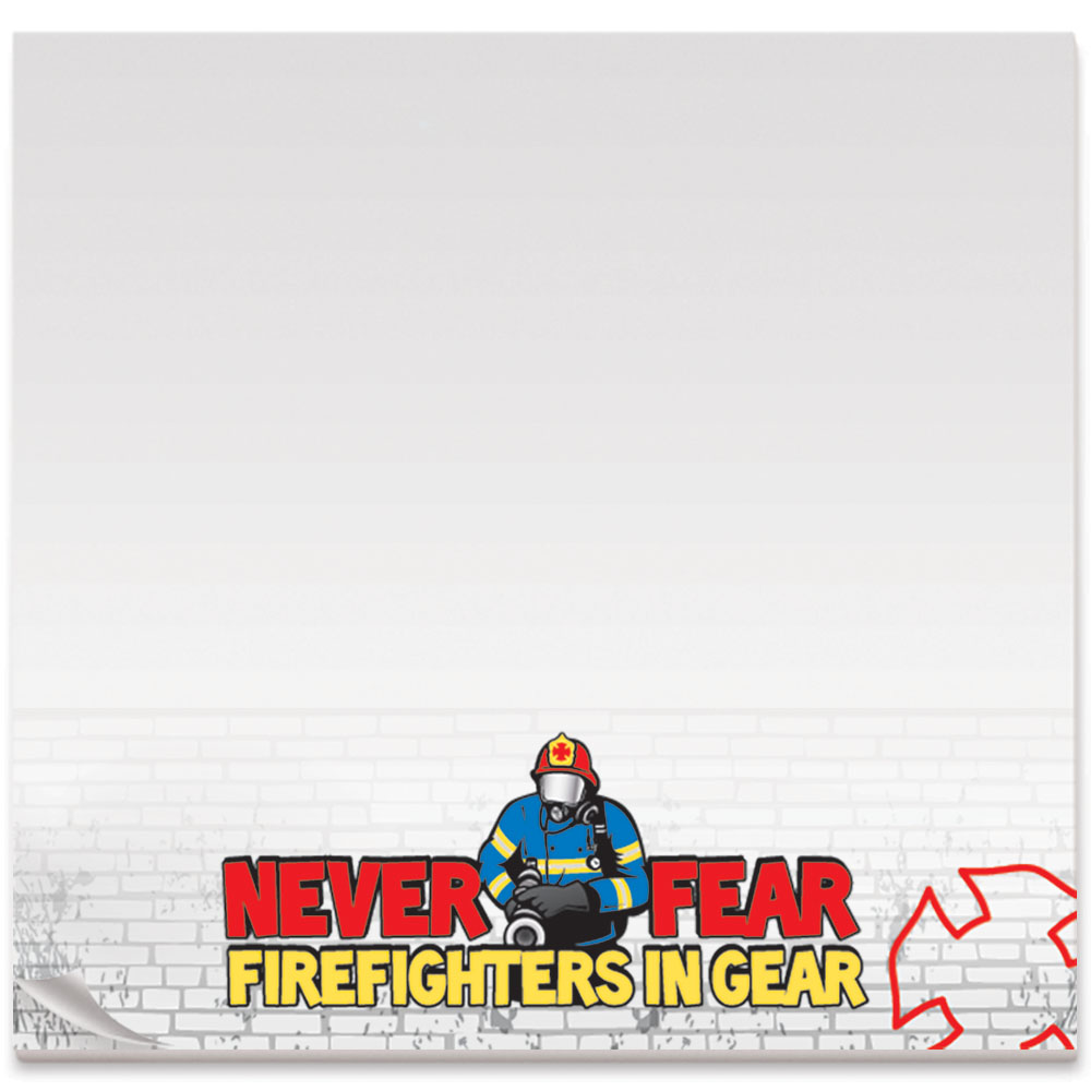 Product Photo 1 BIC® Adhesive 25 Sheet Notepad, Never Fear Firefighters in Gear, 3" x 3"