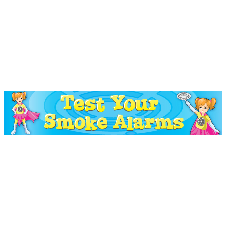 Product Photo 1 Test Your Smoke Alarms Fire Prevention Poly Banner, Stock.- Closeout, On Sale!