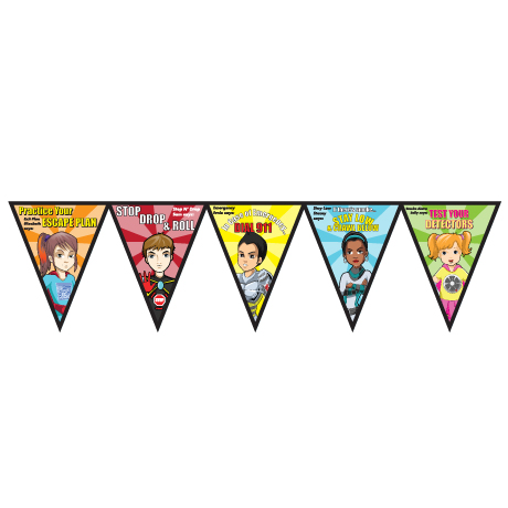 Product Photo 1 Fire Prevention Full Color Poly Pennant Banner- Closeout, On Sale!