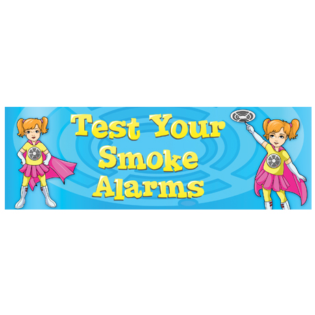 Product Photo 1 Test Your Smoke Alarms Heavy Duty Fire Prevention Banner, Stock - Closeout, On Sale!