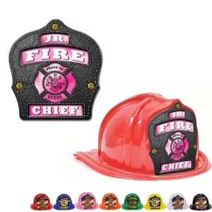 Chief's Choice Kid's Firefighter Hat, Leather & Pink Design, Stock - FCH714