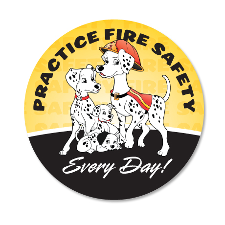 Product Photo 1 Practice Fire Safety Dalmatian Family Sticker Roll, Stock