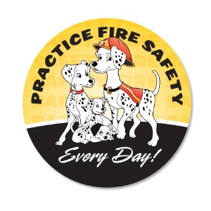 Practice Fire Safety Dalmatian Family Sticker Roll, Stock - SMD760
