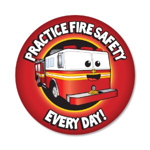 Practice Fire Safety Every Day Sticker Roll, Stock - SMD445