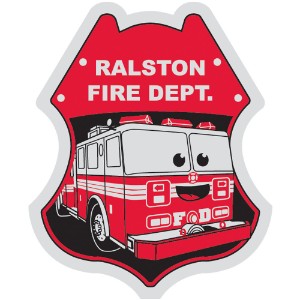 Junior Firefighter/Fire Truck Foil Sticker Badge, Custom - JFB223