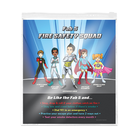 Product Photo 1 Full Color Slide Lock Bag, Fab 5 Fire Safety Squad, Stock