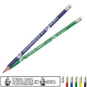 Fire Safety Pencil, Never Fear Firefighters In Gear, Stock - PCL751
