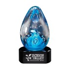 Photo 3 Cobalt Egg Art Glass Award w/ Black Glass Base, 3.25" x 5.25"