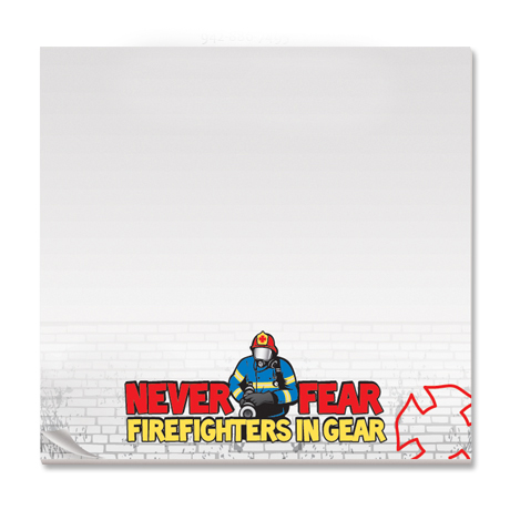 Product Photo 1 Never Fear Firefighters In Gear, 25 Sheet Sticky Pad, Stock
