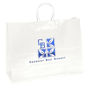 Gloss Finish Paper Shopper, 16" x 12", White - BA3020