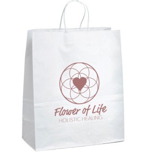White Paper Shopper Bag, 13" x 15-3/4" - BA3155