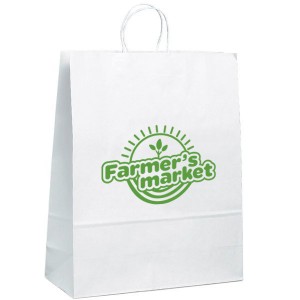 White Paper Shopper Bag, 16" x 19-1/4" - BA3170