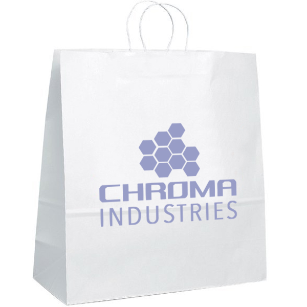 Product Photo 1 White Paper Shopper Bag, 18" x 18-3/4"