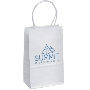 White Paper Shopper Bag, 6" x 8-1/4" - BA3180