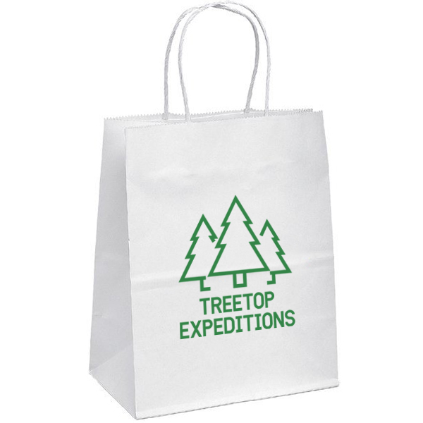 Product Photo 1 White Paper Shopper Bag, 7-3/4" x 9-3/4"