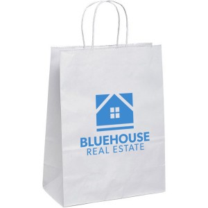 White Paper Shopper Bag, 10" x 13" - BA3190