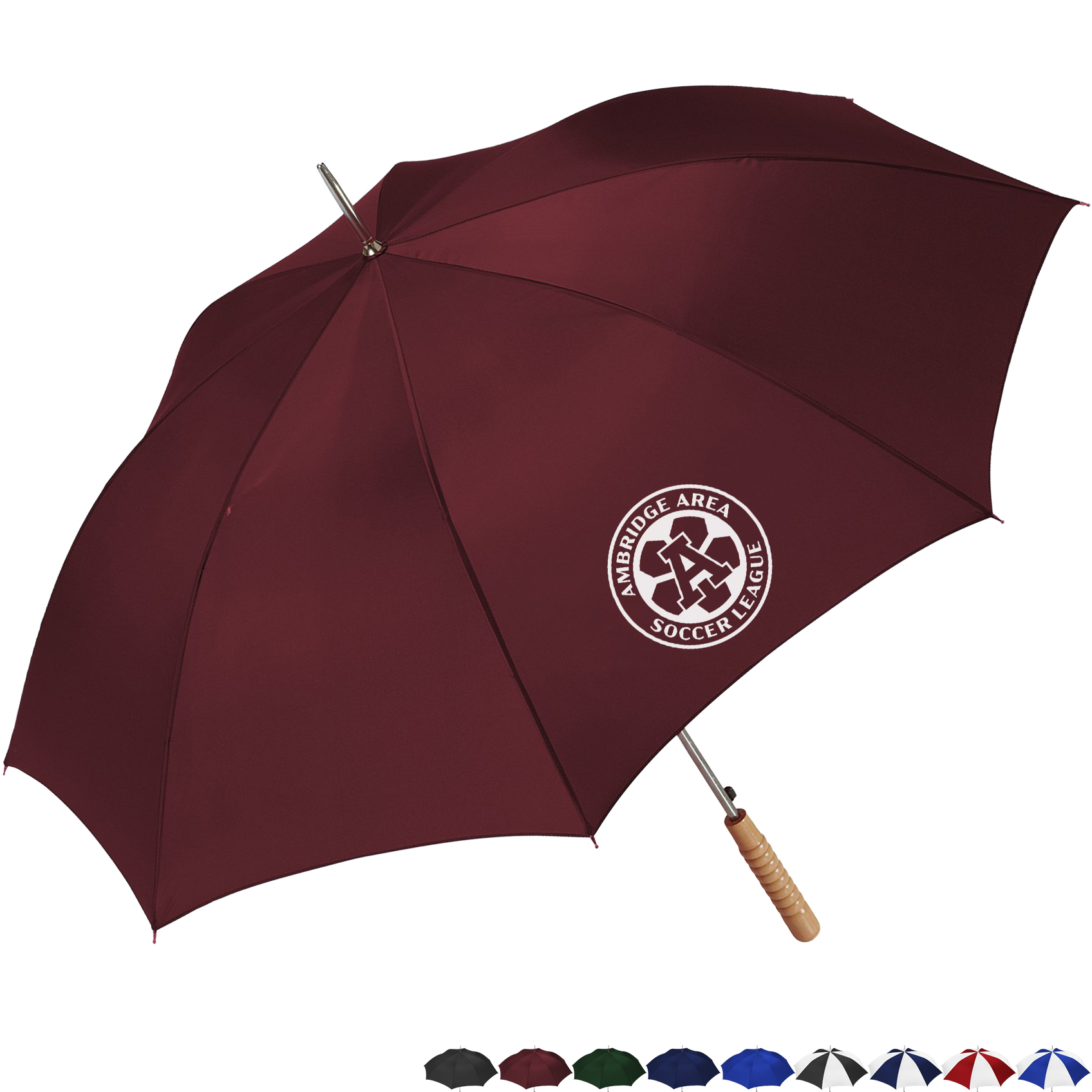 Product Photo 1 Wood Handle Auto Open Stick Umbrella, 48" Arc