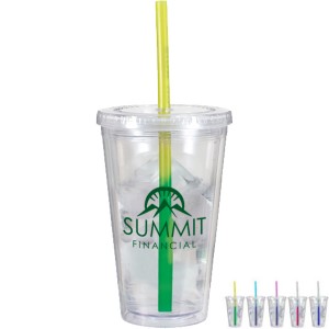Dynamic Acrylic Tumbler w/ Mood Color Changing Straw, 16oz., BPA Free - AK6180