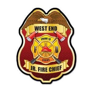 Junior Fire Chief Proud To Serve Plastic Badge - JFB600